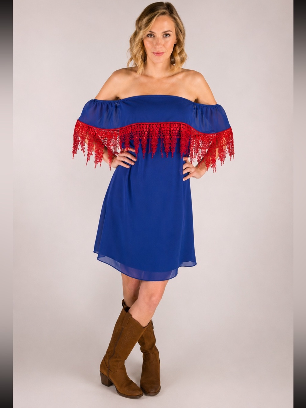 BOUTIQUE BLUE & RED PATRIOTIC USA Ole Miss DRESS